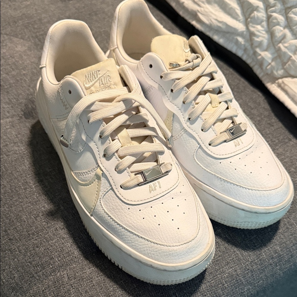 Nike Air Force 1 White and Cream Sneakers